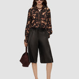 Brown Rieu Tortoiseshell Crepe Blouse - Joseph