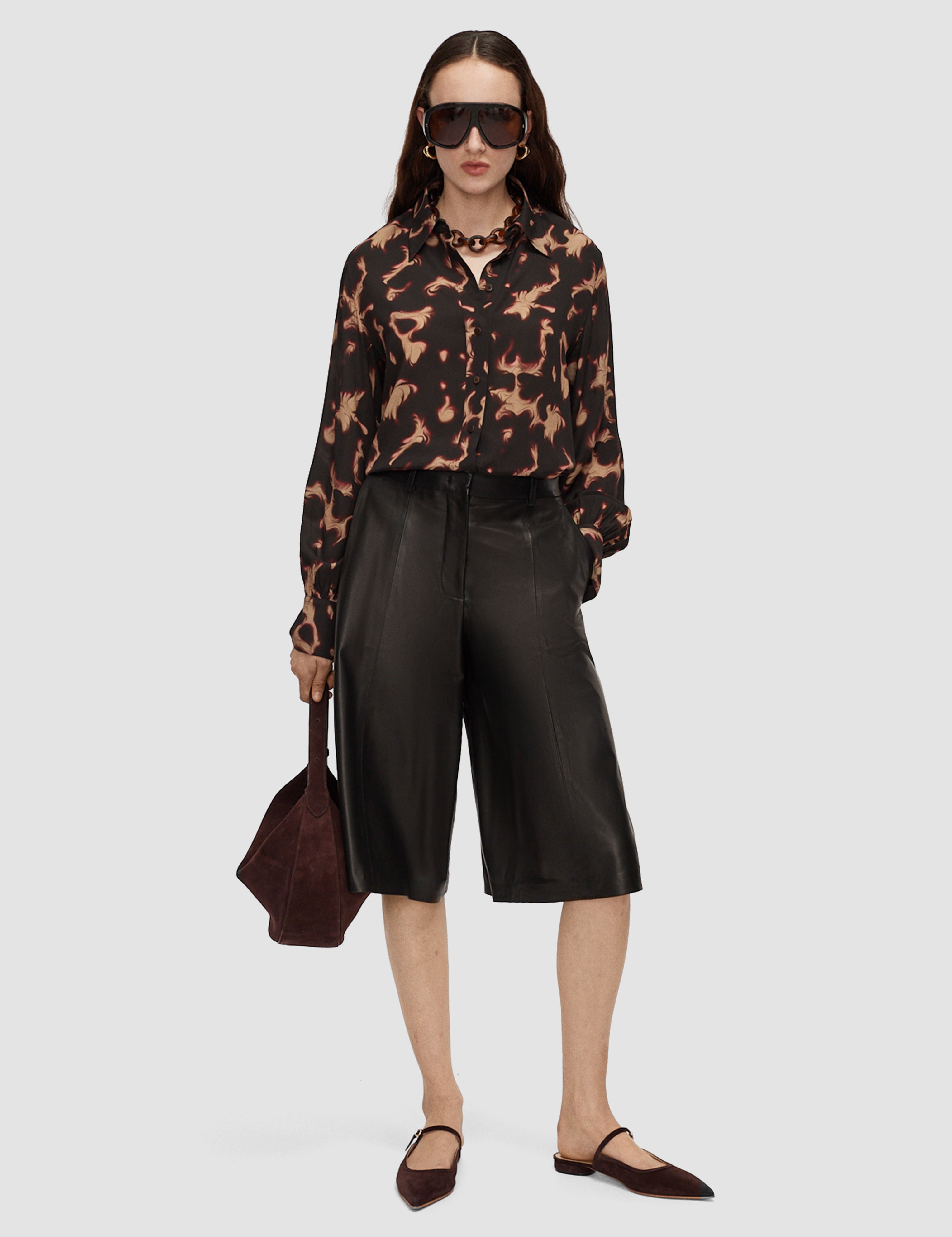 Brown Rieu Tortoiseshell Crepe Blouse - Joseph