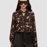 Brown Rieu Tortoiseshell Crepe Blouse - Joseph