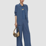 Blue Rihani Crepe de Soie Silk Trousers - Joseph
