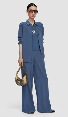 Blue Rihani Crepe de Soie Silk Trousers - Joseph
