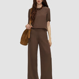 Brown Rihani Crepe de Soie Silk Trousers - Joseph