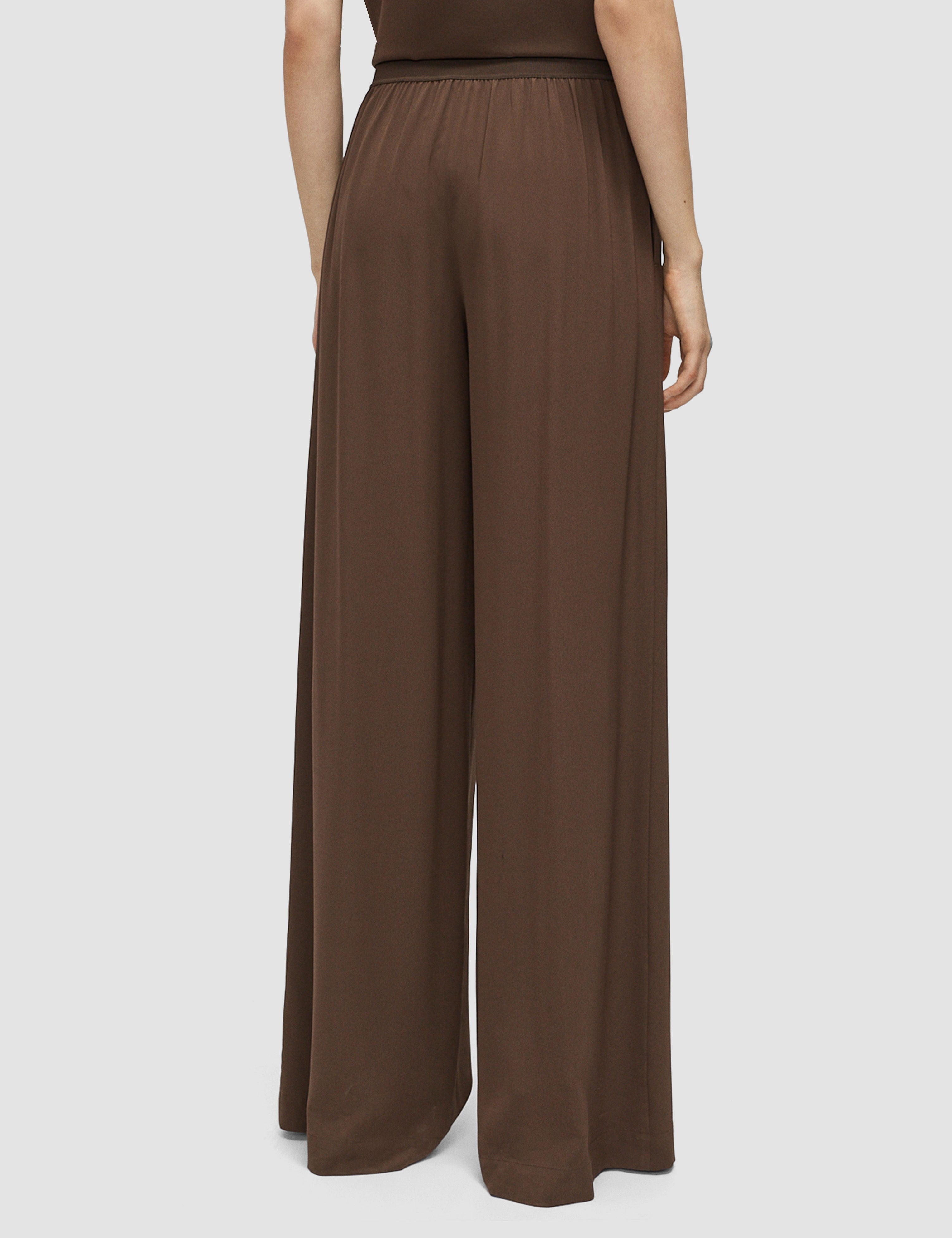 Brown Rihani Crepe de Soie Silk Trousers - Joseph