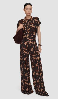 Brown Rihani Tortoiseshell Crepe Trousers - Joseph