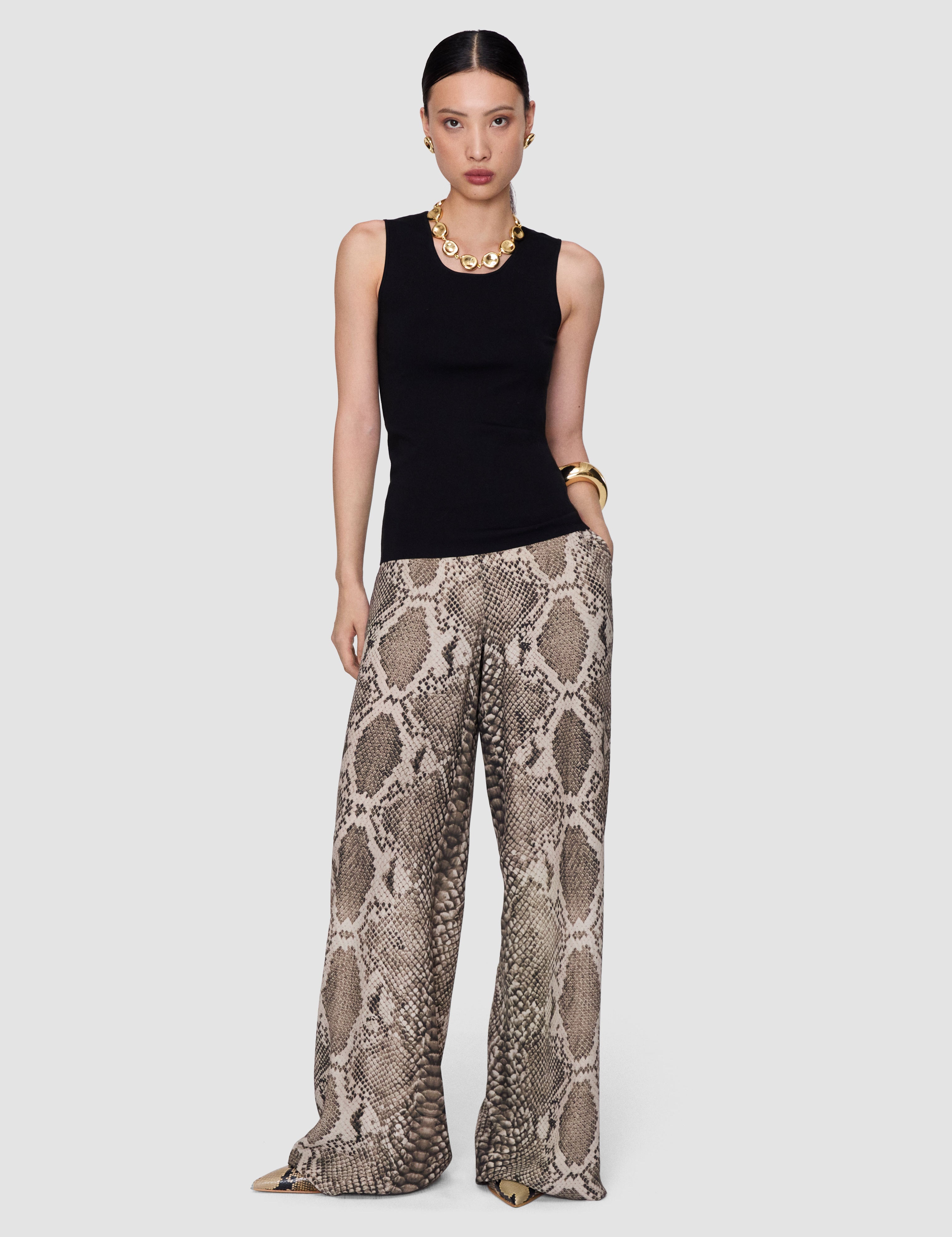 Brown Rita Naia Twill Snake Trousers - Joseph
