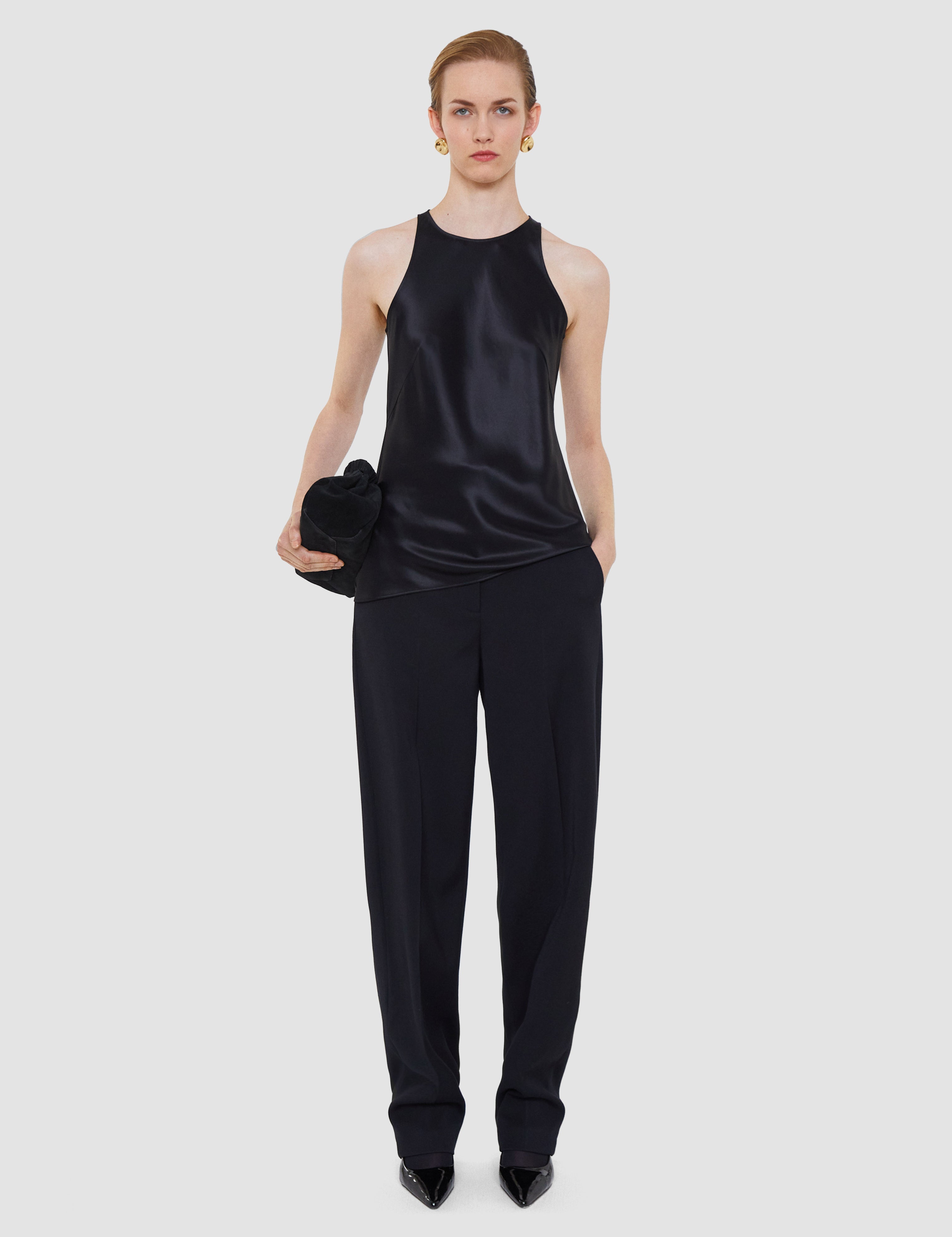 Black Ritz Double Satin Top - Joseph