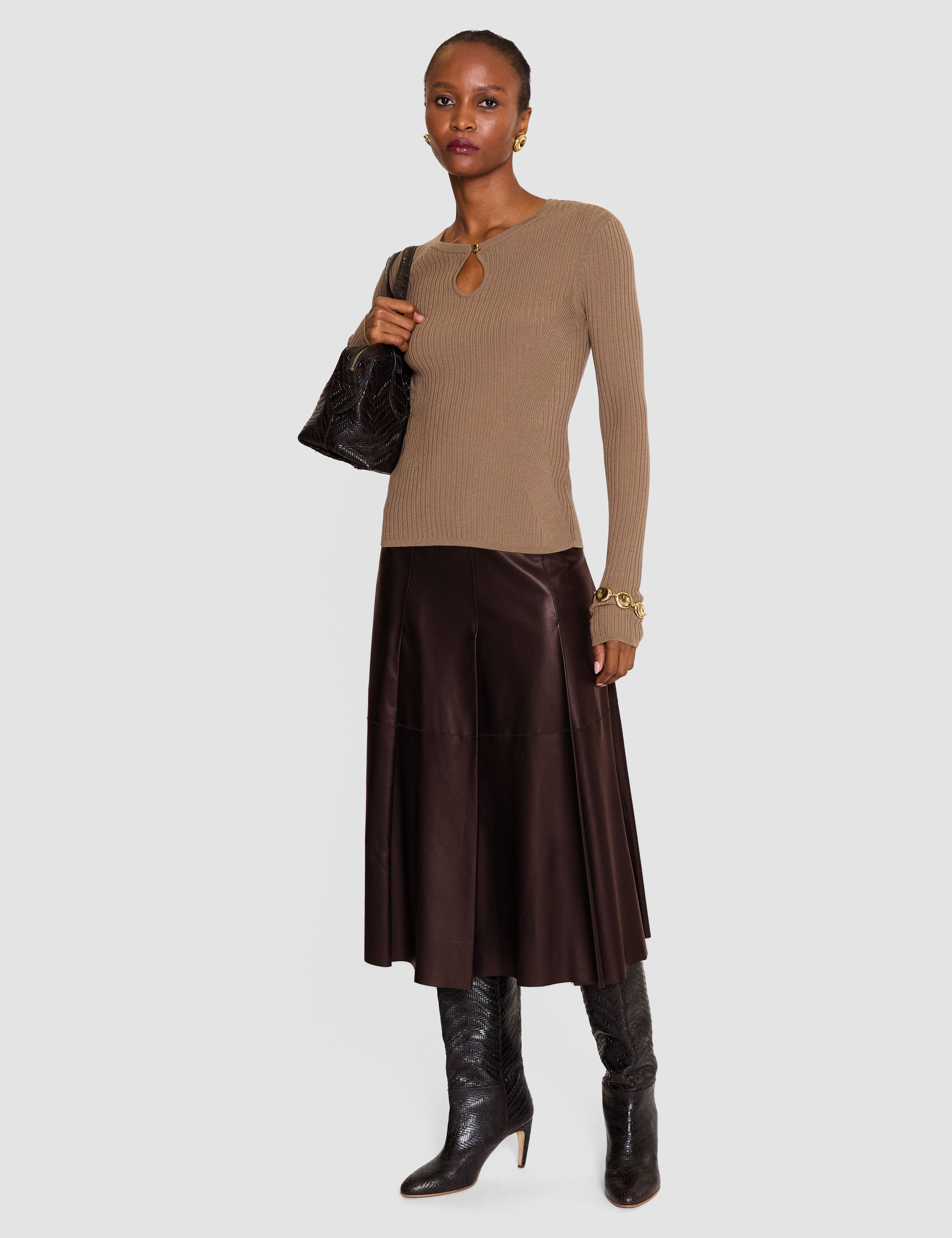 Brown Riya Soft Nappa Skirt - Joseph