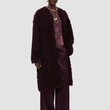 Purple Robbie Long Wool Shearling Coat - Joseph