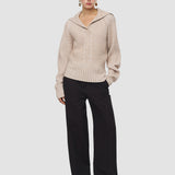 Beige Robby Mouliné Merino Knit Jumper - Joseph
