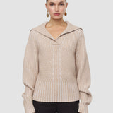 Beige Robby Mouliné Merino Knit Jumper - Joseph