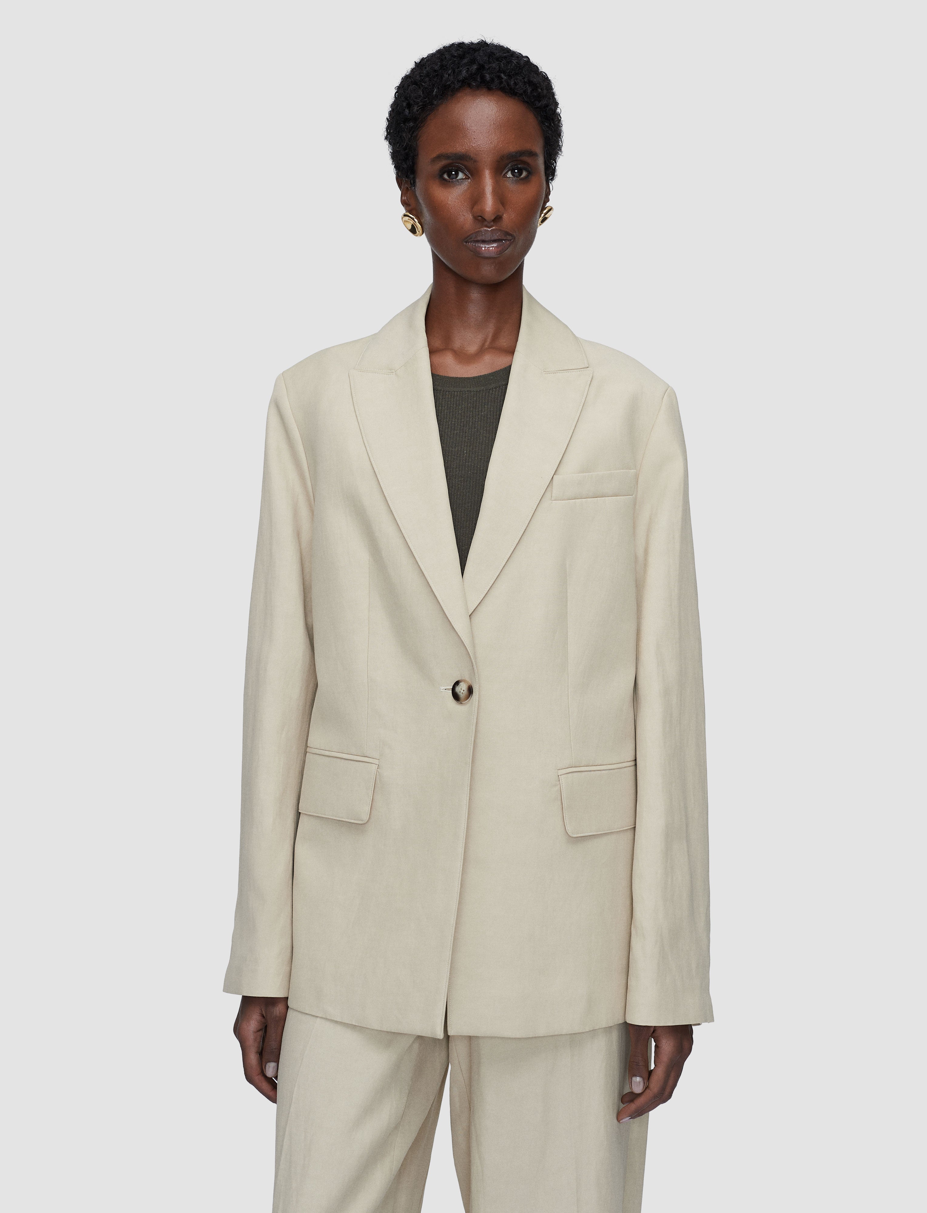 Rochd Light Linen Blend Jacket in Beige | JOSEPH GB