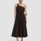 Brown Ros Cotton Poplin Dress - Joseph