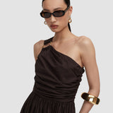 Brown Ros Cotton Poplin Dress - Joseph
