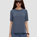 Blue Rubin Crepe de Soie Silk Blouse - Joseph
