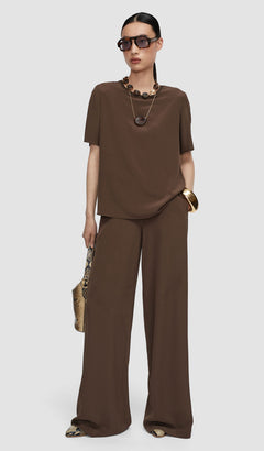 Brown Rubin Crepe de Soie Silk Blouse - Joseph