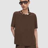 Brown Rubin Crepe de Soie Silk Blouse - Joseph