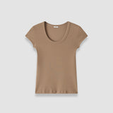 Brown Saba Cotton Rib T-shirt - Joseph