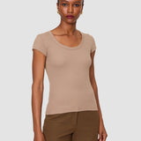 Brown Saba Cotton Rib Top - Joseph