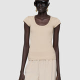 Beige Saba Cotton Rib Top - Joseph