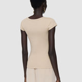 Beige Saba Cotton Rib Top - Joseph