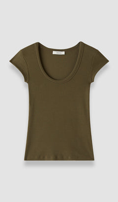 Green Saba Cotton Rib Top - Joseph