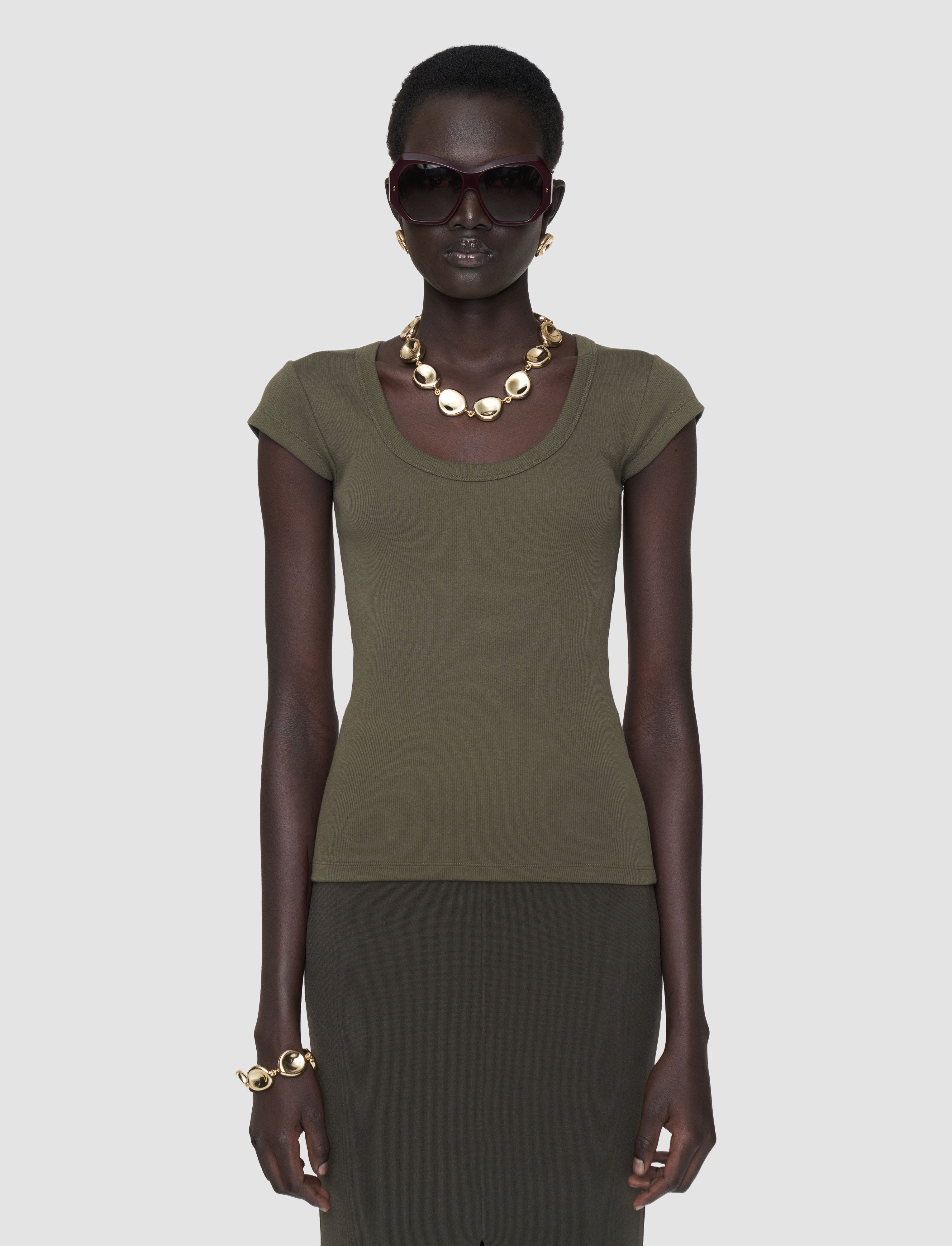 緑-saba-cotton-rib-トップ-JOSEPH