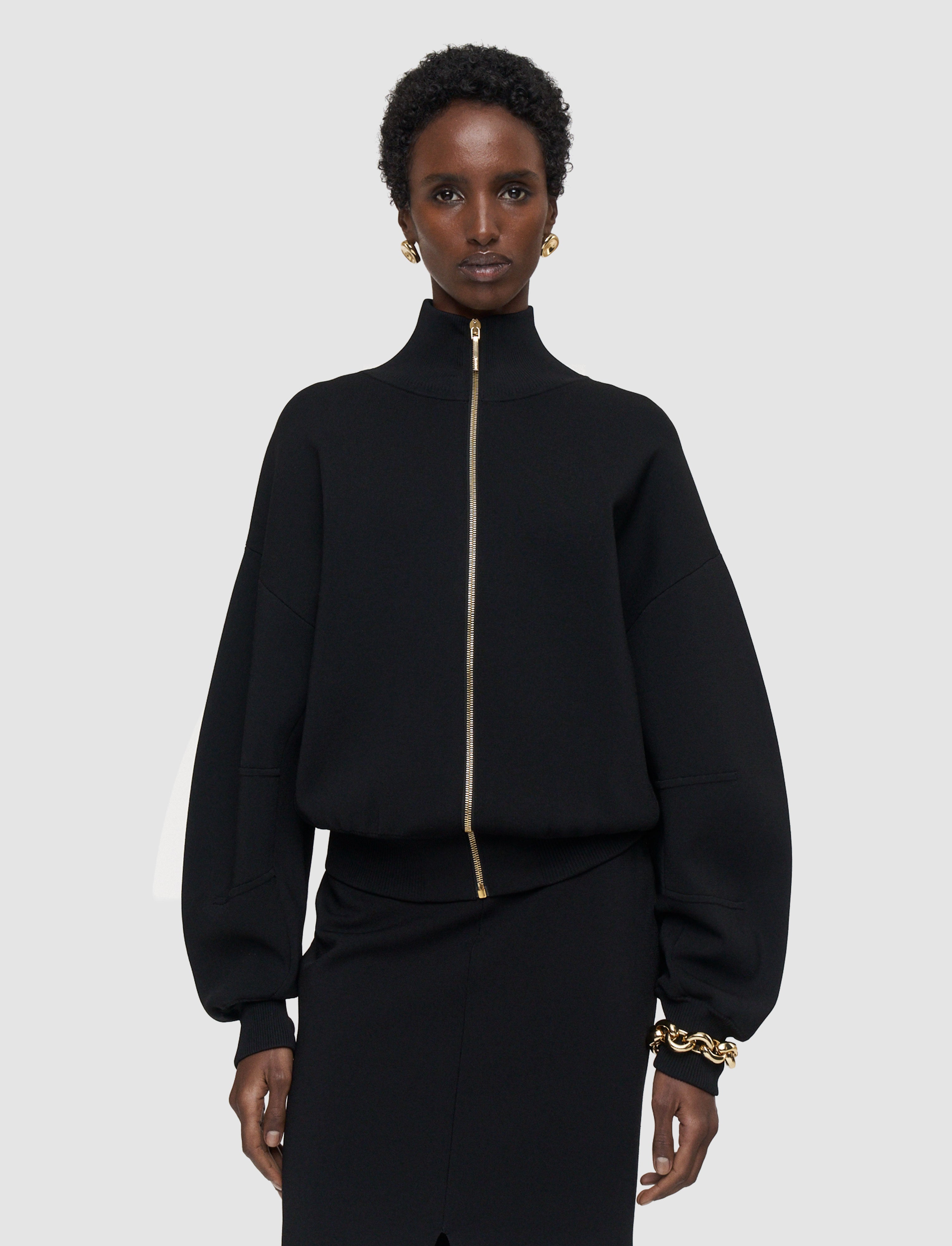 Sable Milano Knit Bomber Jacket in Black | JOSEPH US