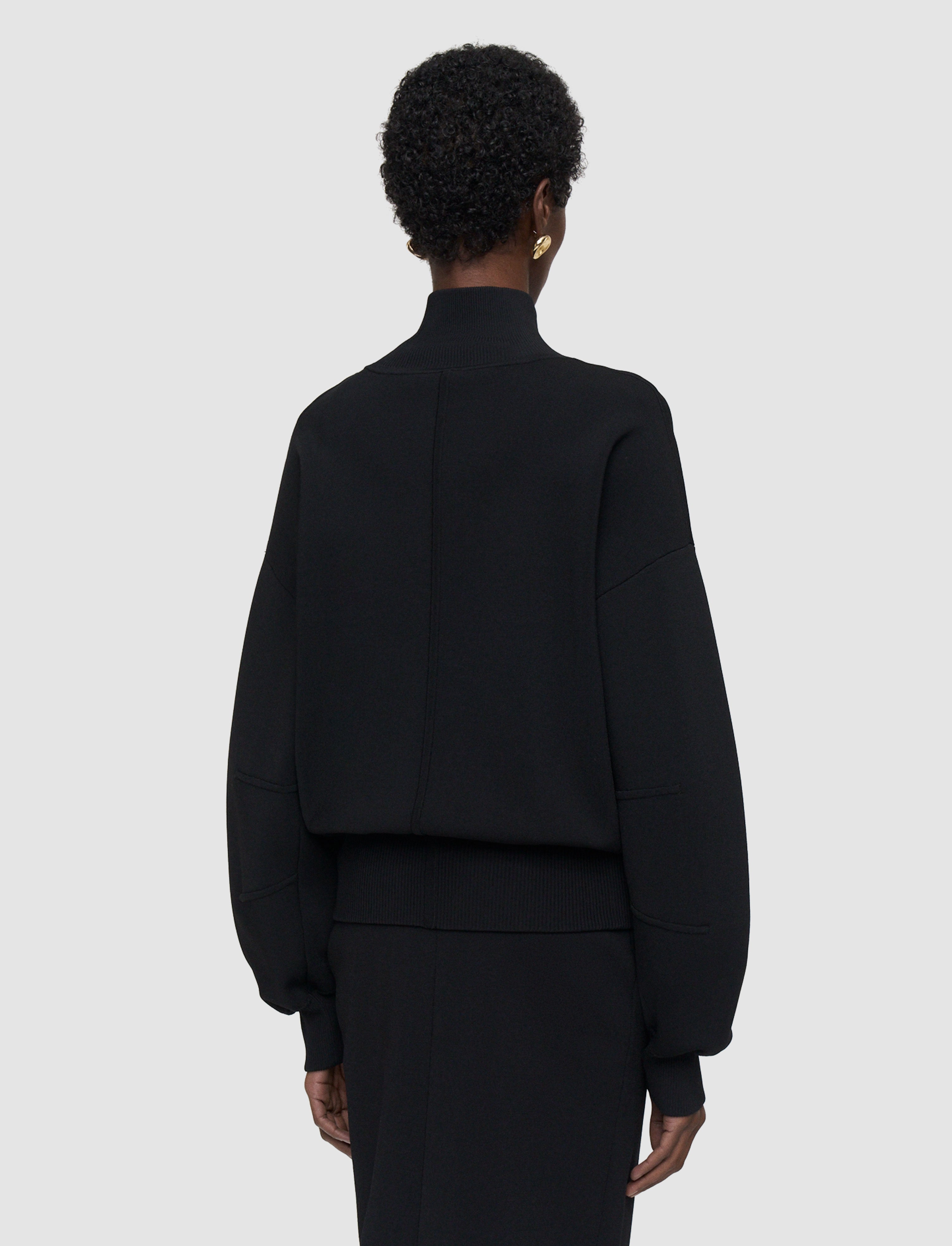Sable Milano Knit Bomber Jacket in Black | JOSEPH US