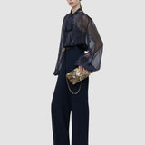 Blue Sally Snake Lurex Chiffon Blouse - Joseph