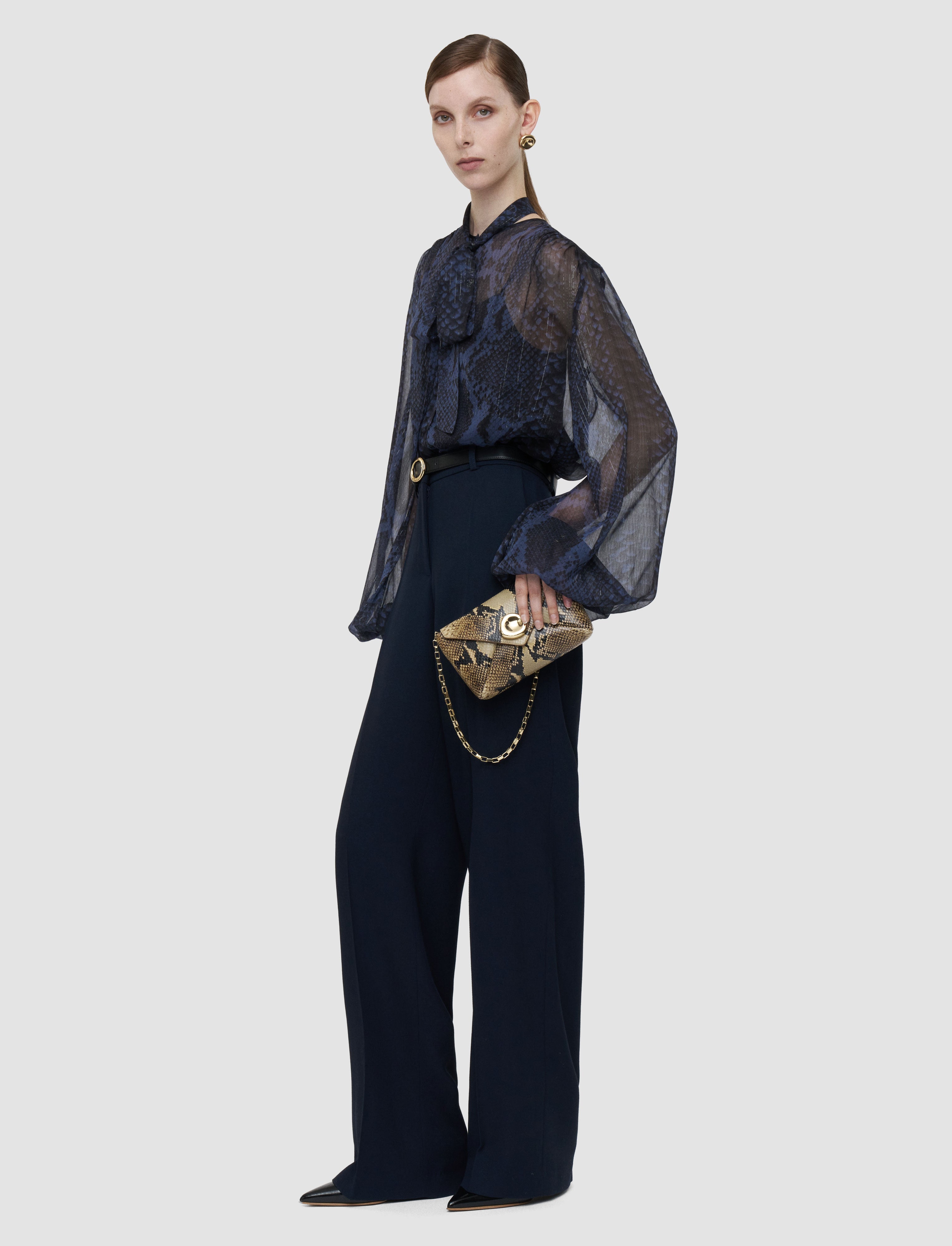 bleu-chemisier-en-mousseline-lurex-sally-snake-JOSEPH