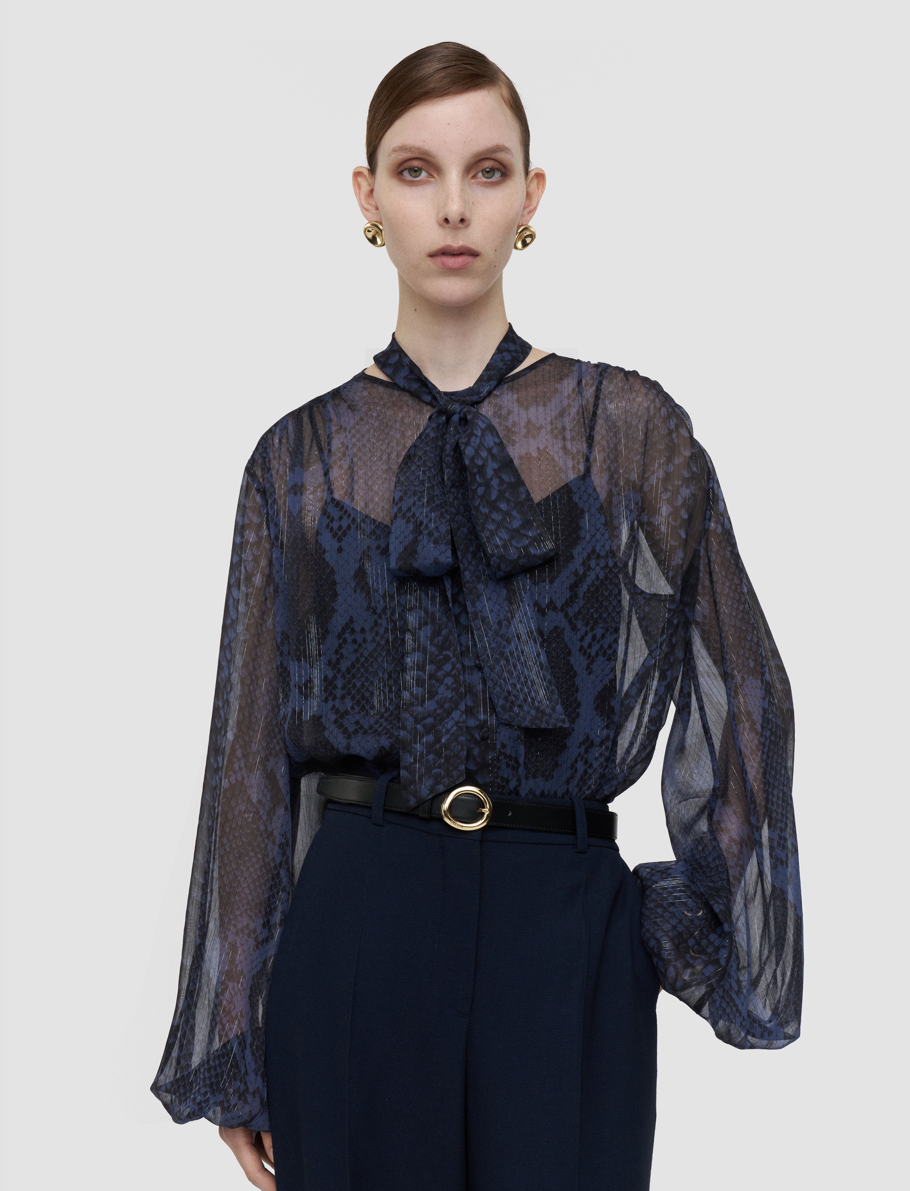 bleu-chemisier-en-mousseline-lurex-sally-snake-JOSEPH