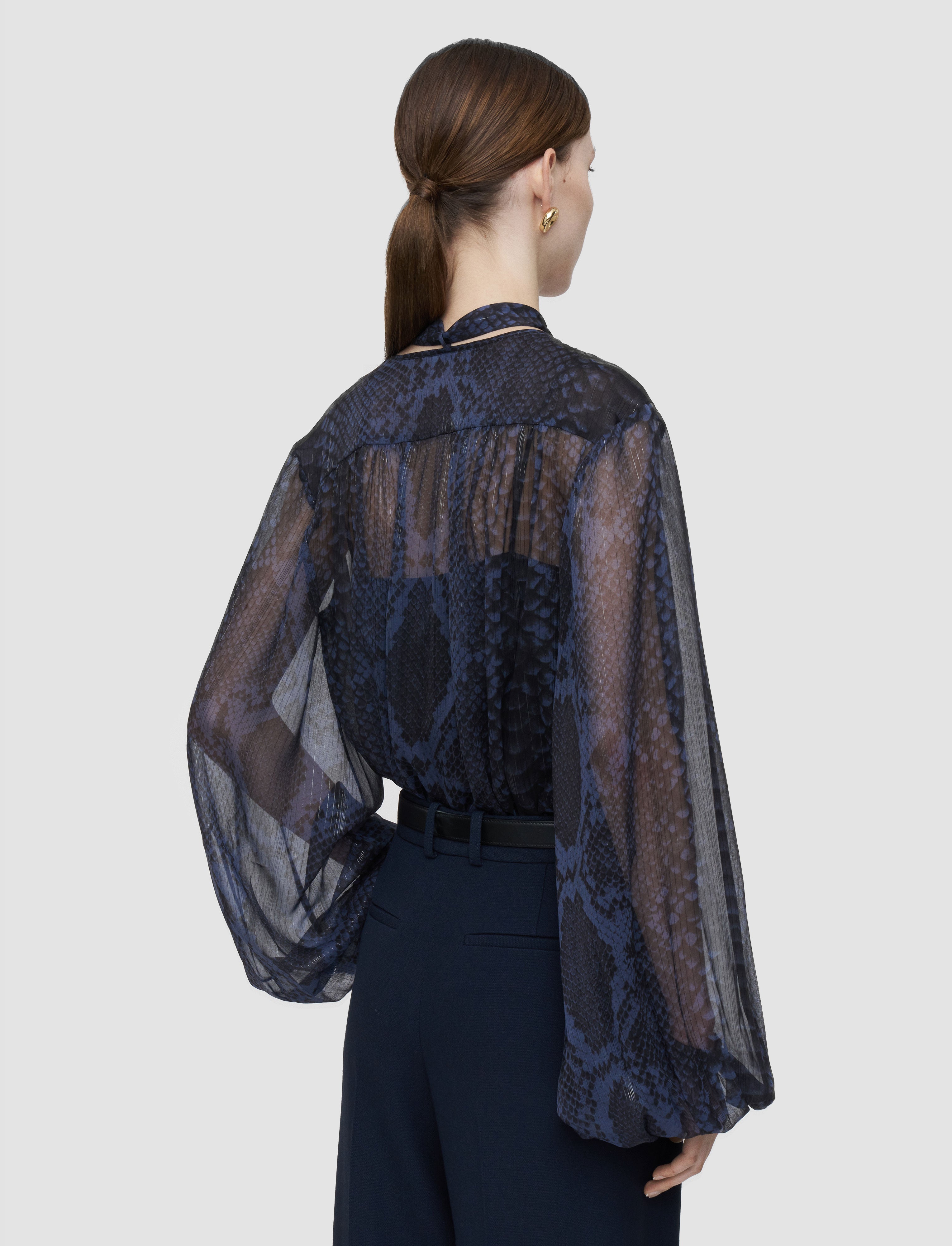 bleu-chemisier-en-mousseline-lurex-sally-snake-JOSEPH