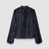 Blue Sally Snake Lurex Chiffon Blouse - Joseph