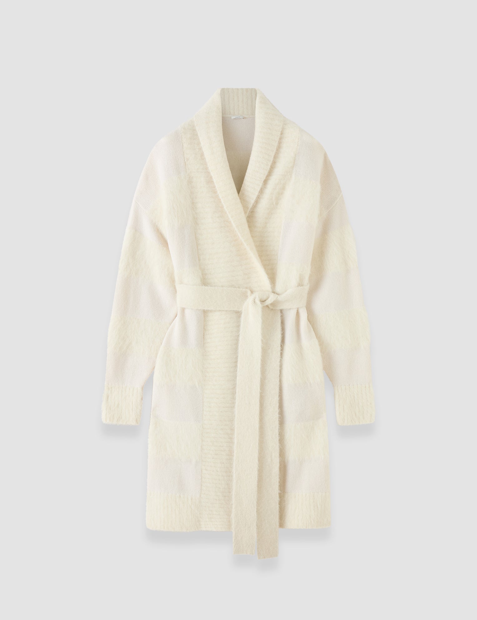 White Sammy Brushed Alpaca Striped Cardigan - Joseph
