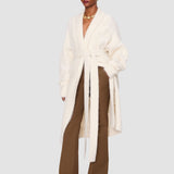 White Sammy Brushed Alpaca Striped Cardigan - Joseph