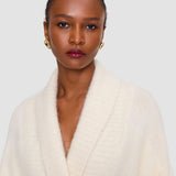 White Sammy Brushed Alpaca Striped Cardigan - Joseph