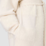 White Sammy Brushed Alpaca Striped Cardigan - Joseph