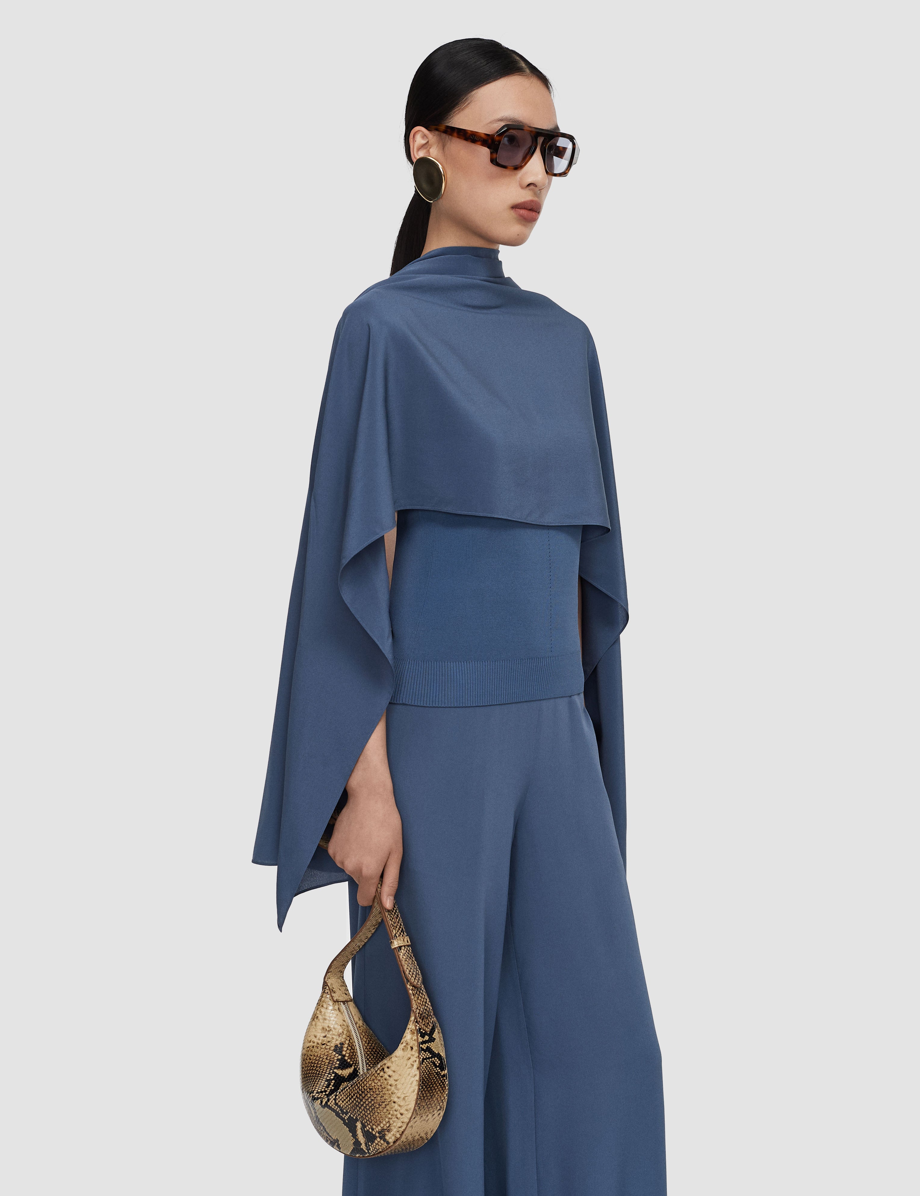 Blue Sarry Crepe de Soie Silk Scarf - Joseph