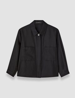 Black Satie Soft Cotton Silk Shirt - Joseph
