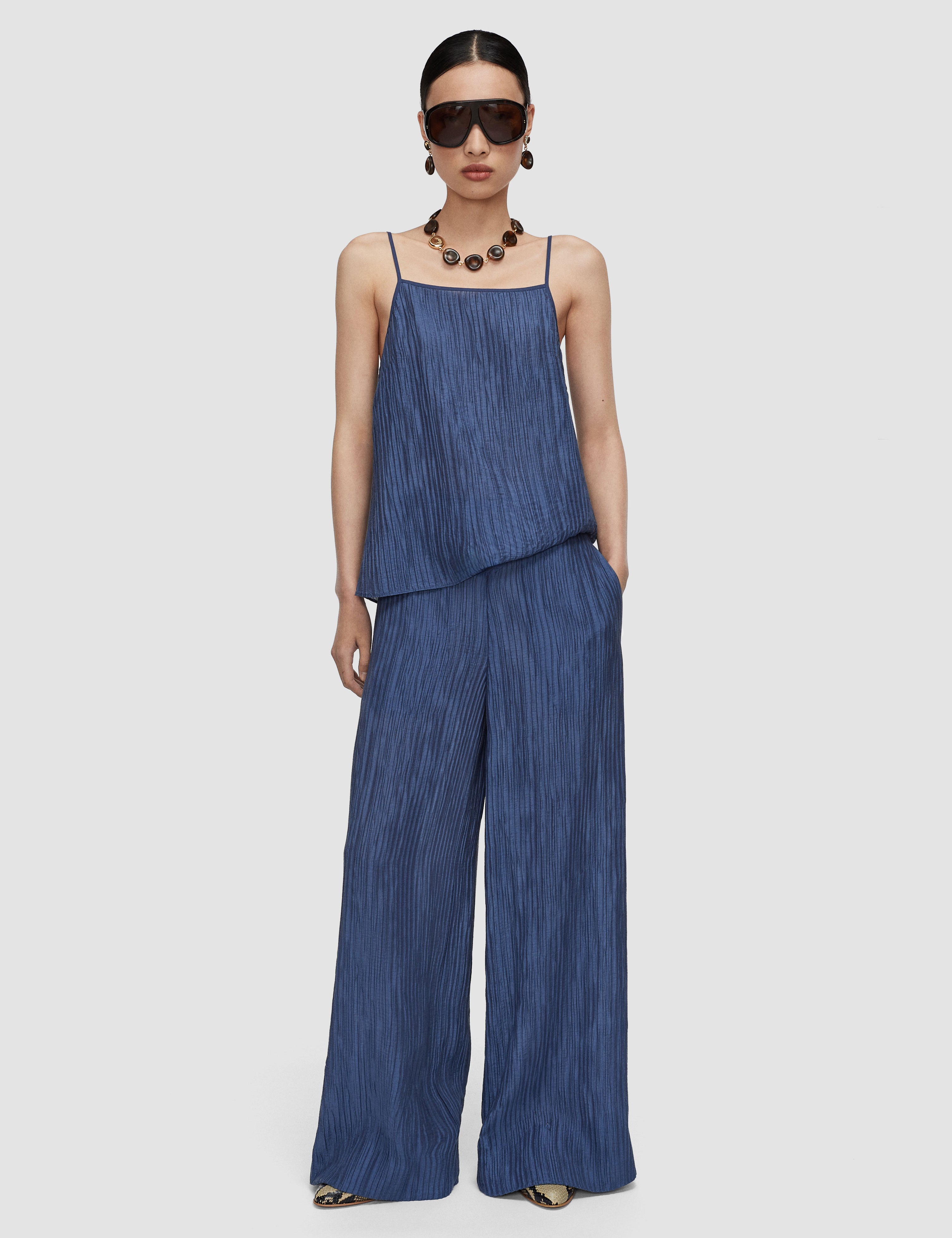Blue Selene Fluid Crinkle Trousers - Joseph