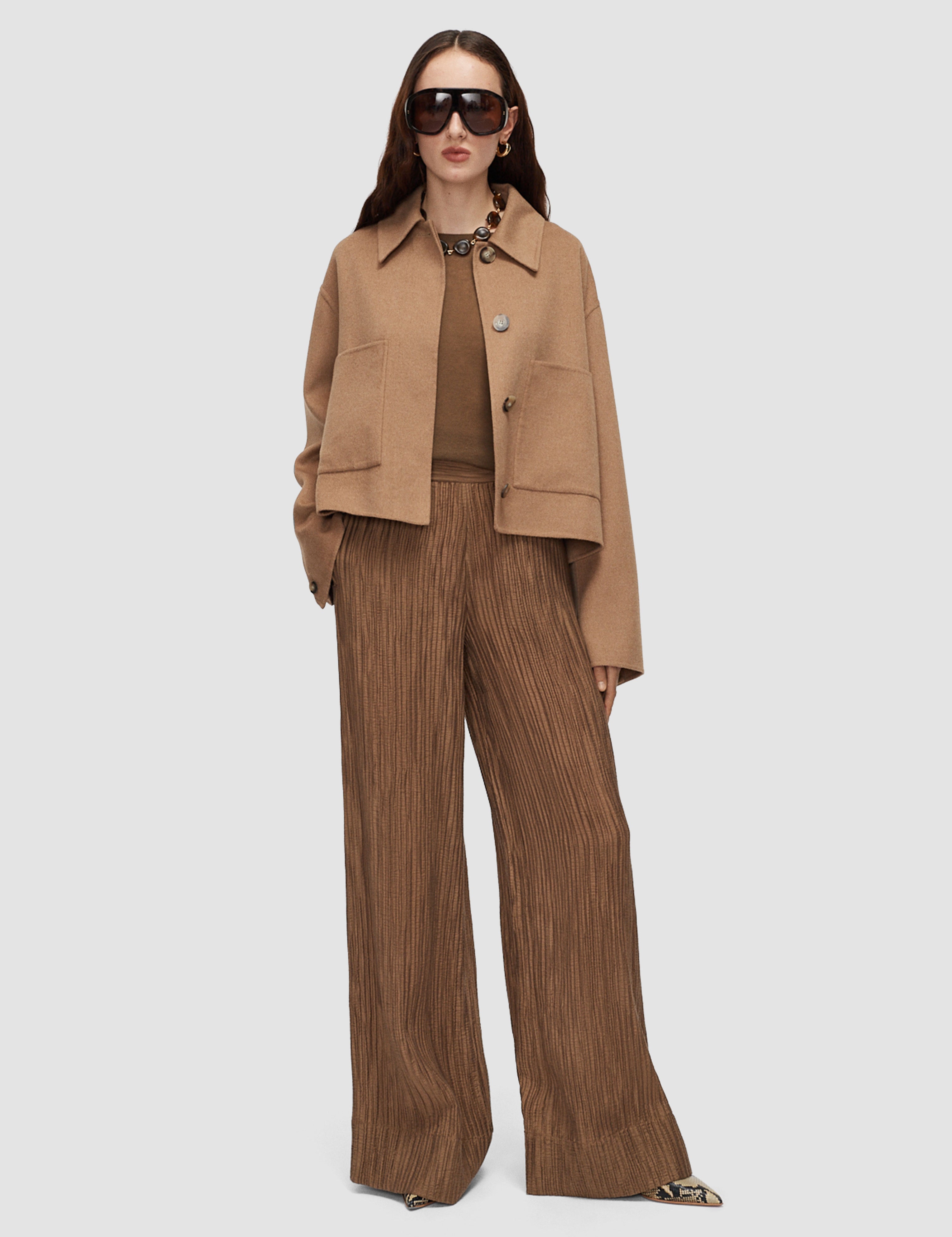 Brown Selene Fluid Crinkle Trousers - Joseph
