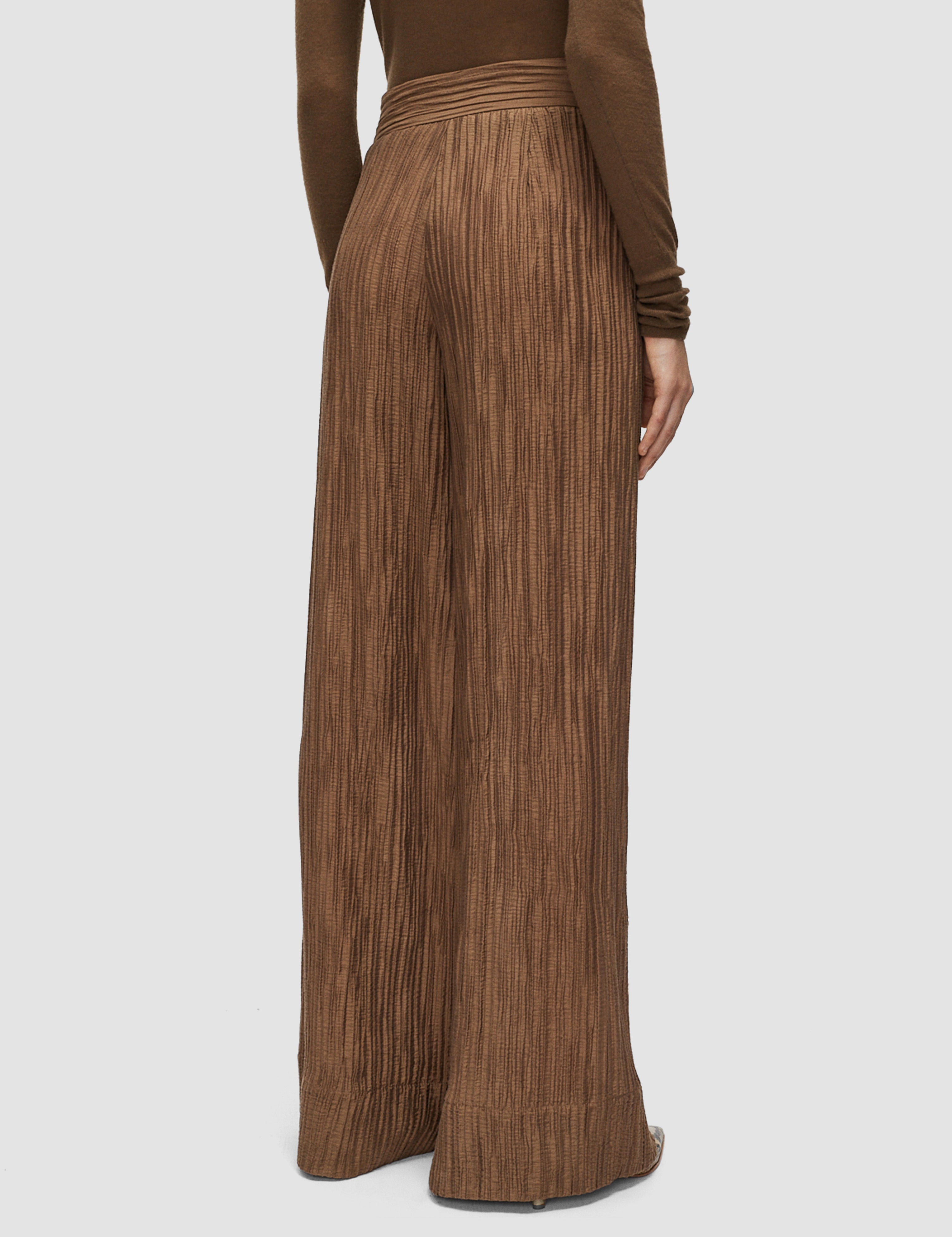 Brown Selene Fluid Crinkle Trousers - Joseph