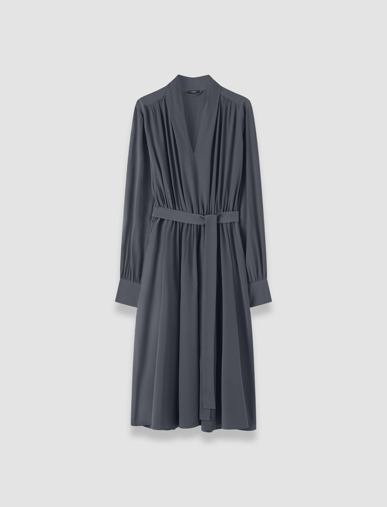 グレー-severin-crepe-de-chine-シルク-ドレス-JOSEPH