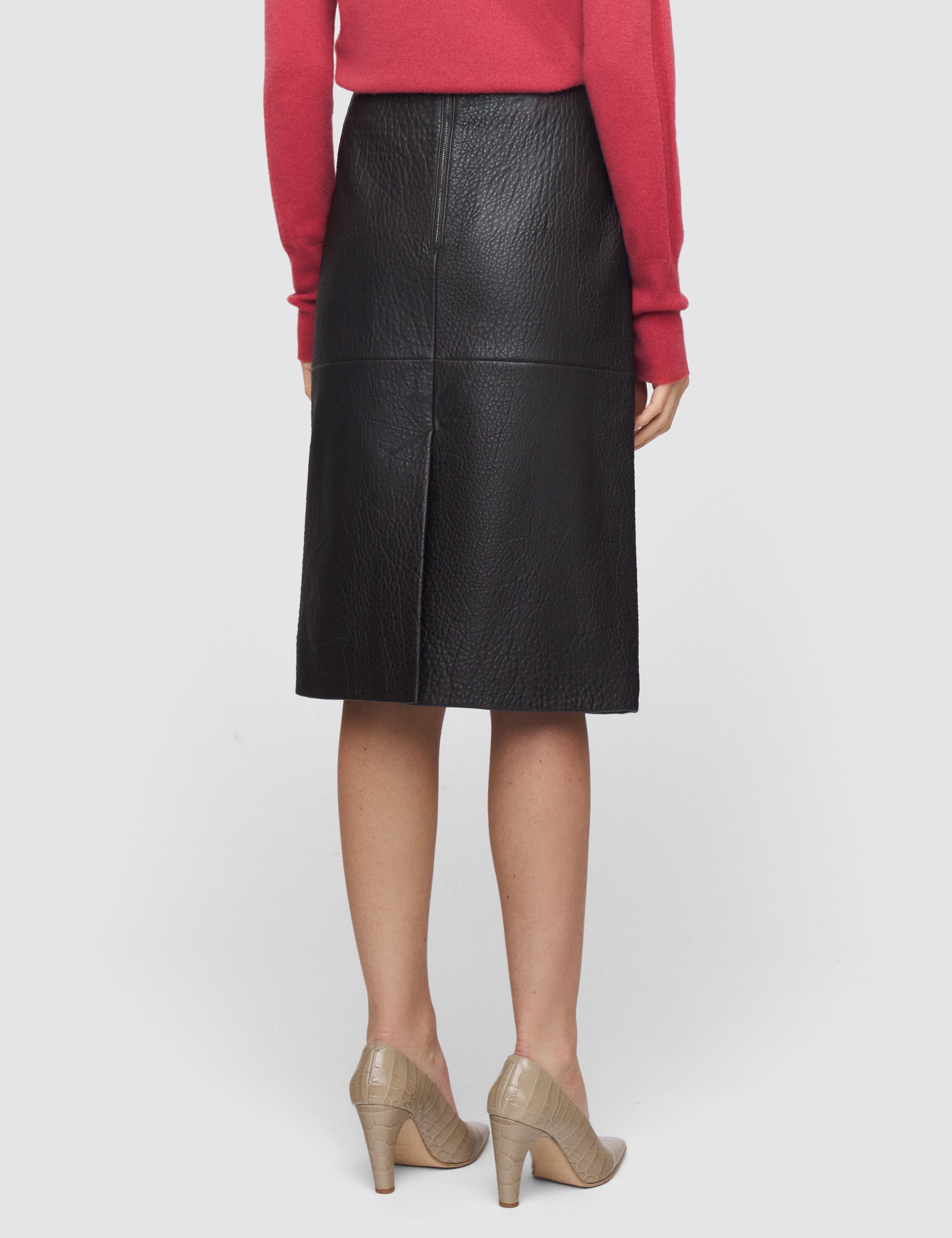 Brown Shroff Pebble Leather Skirt - Joseph