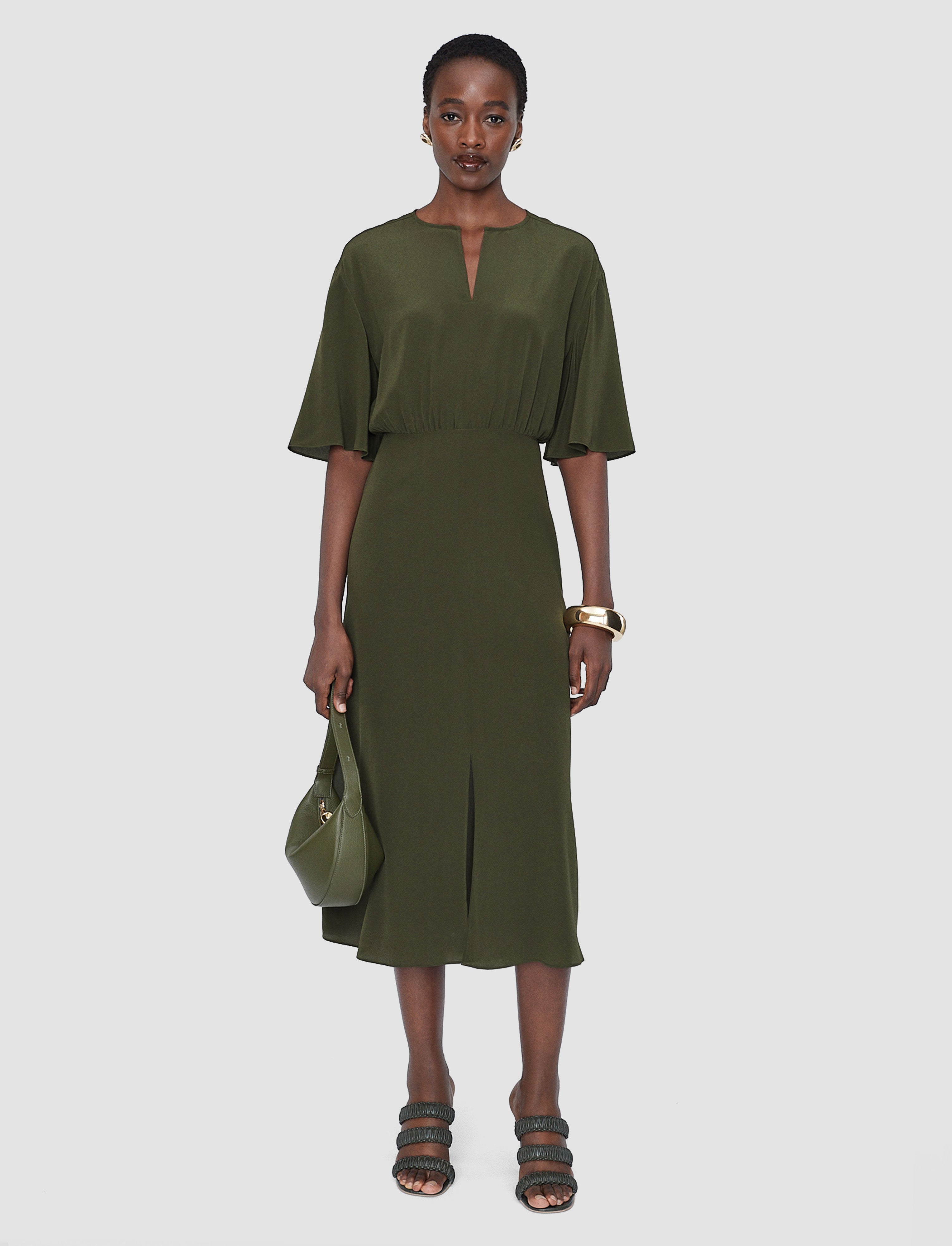 グリーン-silsila-crepe-de-soie-silk-ドレス-JOSEPH