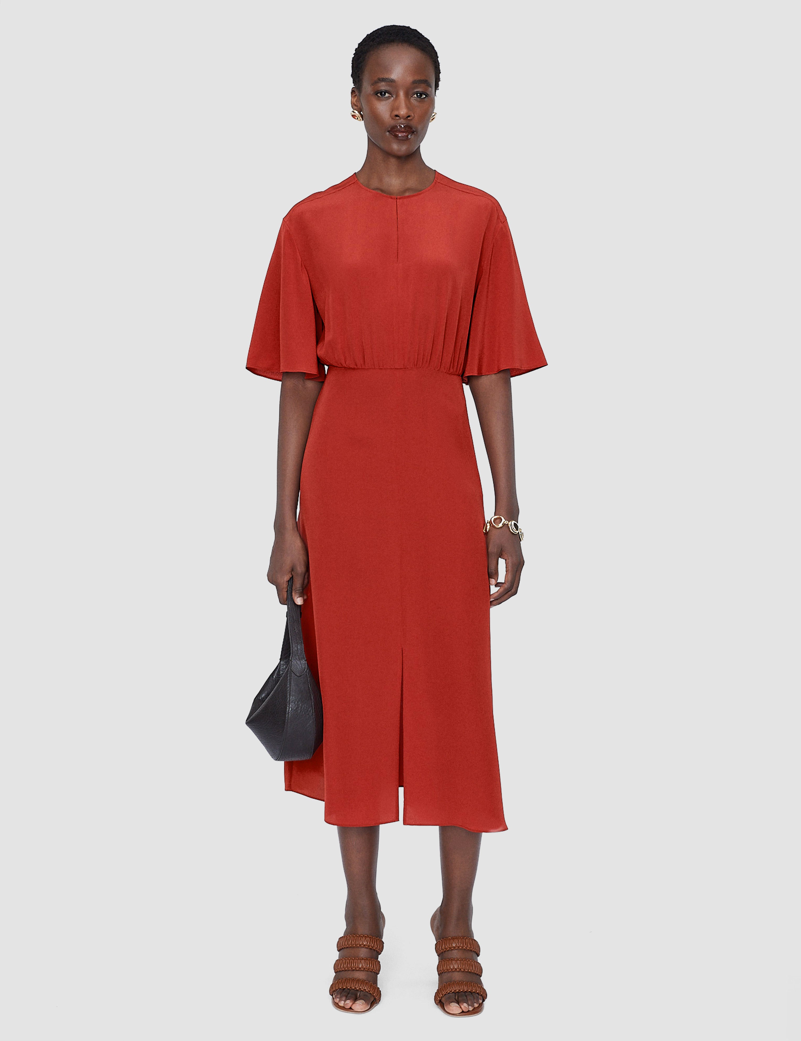 Red Silsila Crepe de Soie Silk Dress - Joseph