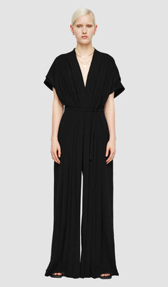 Black Sofia Airy Plissé Jumpsuit - Joseph