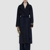 Blue Spencer Double Face Snake Jacquard Coat - Joseph