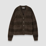 Brown Stra Brushed Alpaca Striped Cardigan - Joseph