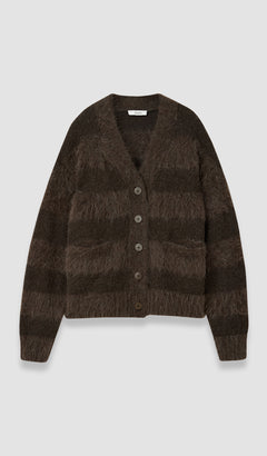 Brown Stra Brushed Alpaca Striped Cardigan - Joseph